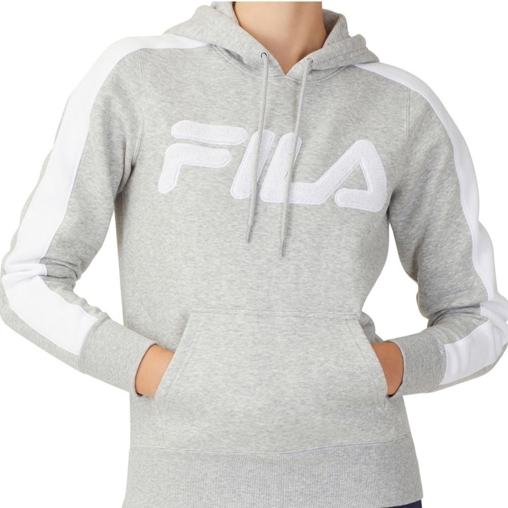 New FILA Grey and White Chica Fleece Sweatshirt. Women XS